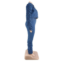 Plus Size Denim Jacket And Jeans Set