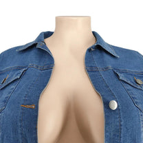 Plus Size Denim Jacket And Jeans Set