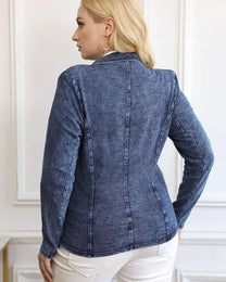 Plus Size Denim Suit With Knitted Cotton Details