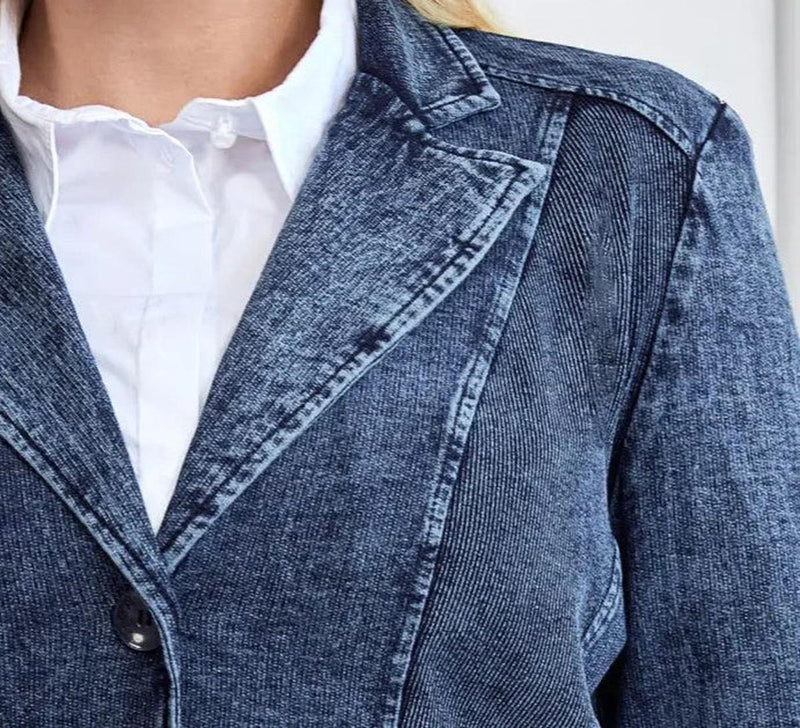 Plus Size Denim Suit With Knitted Cotton Details