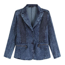 Plus Size Denim Suit With Knitted Cotton Details