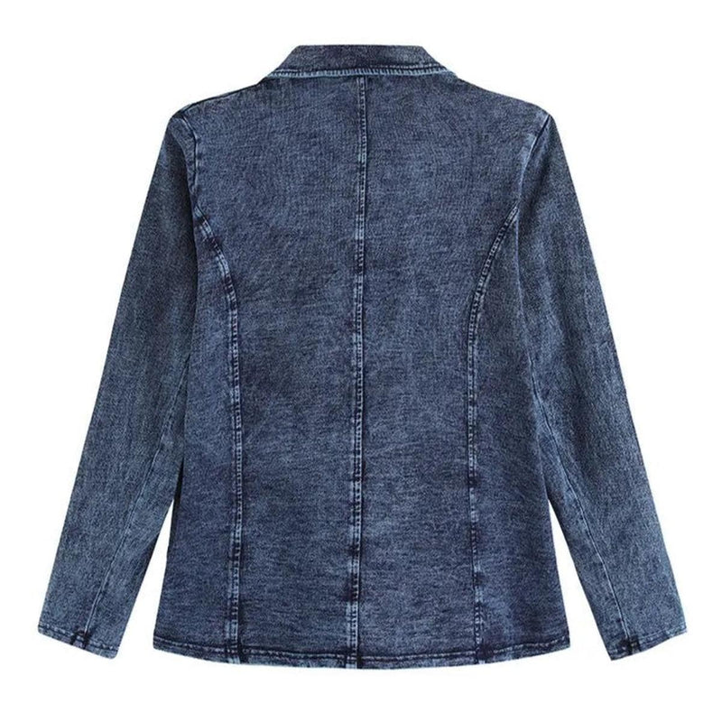 Plus Size Denim Suit With Knitted Cotton Details