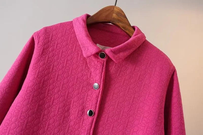 Plus Size Embossed Spring Jacket