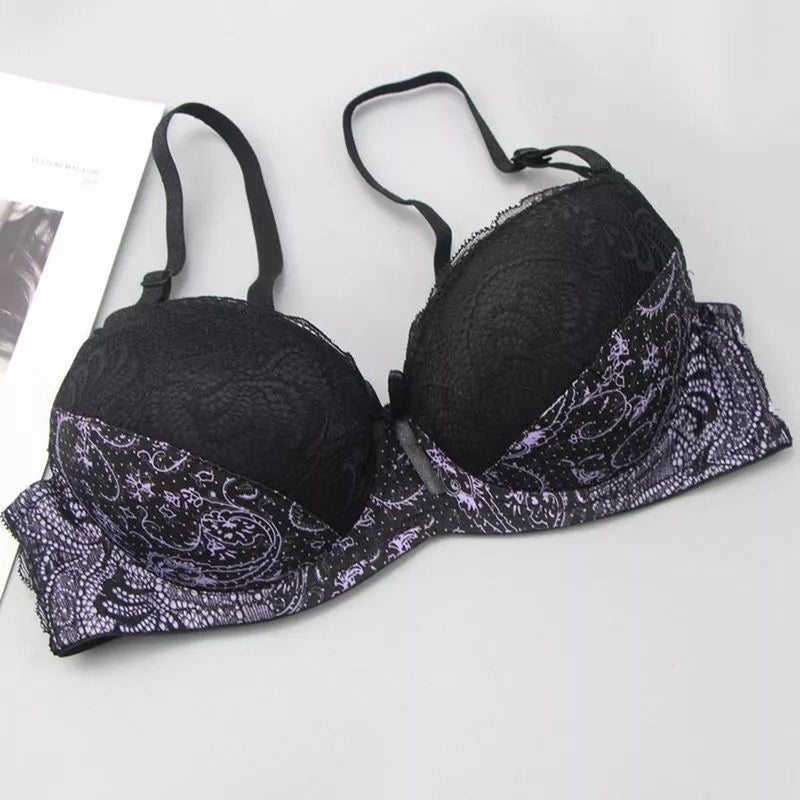 Plus-Size Embroidered Lace Push-Up Bra