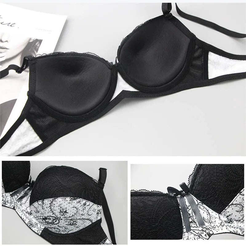 Plus-Size Embroidered Lace Push-Up Bra