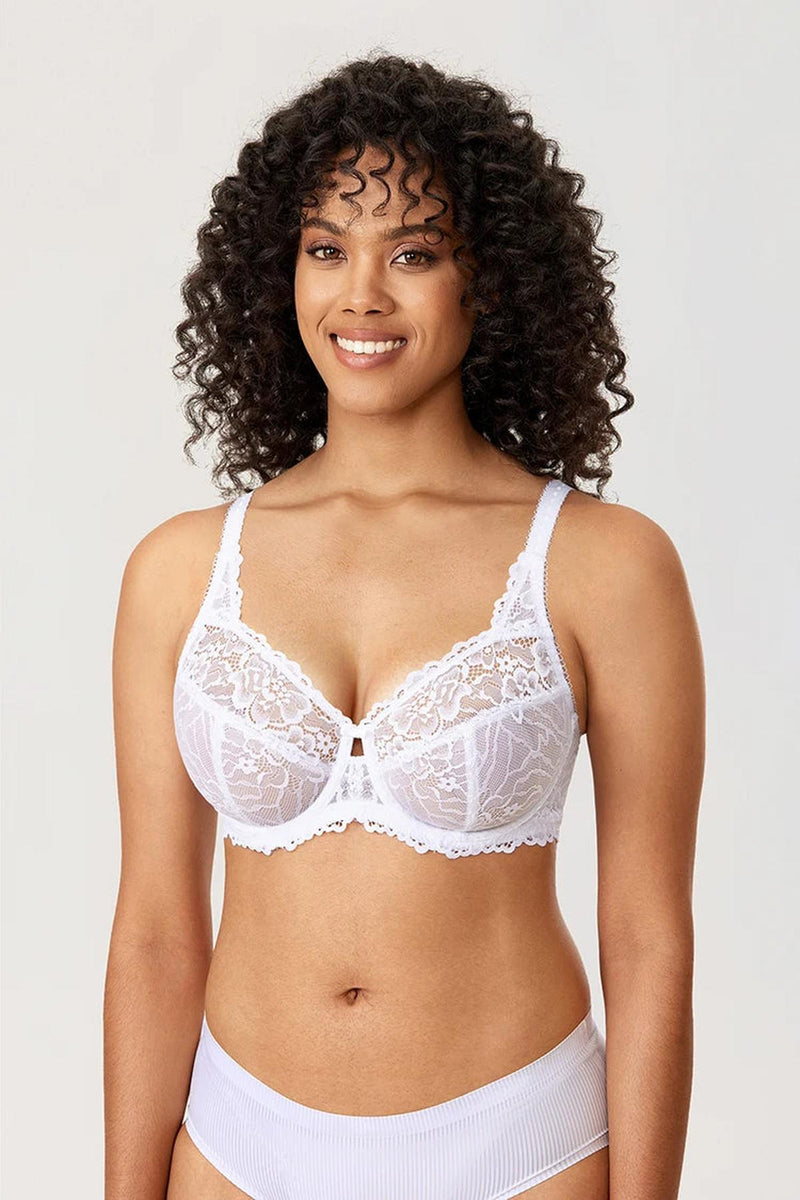 Plus Size Floral Lace Minimizer Bra