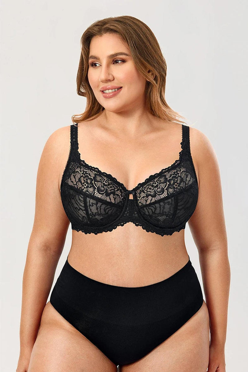 Plus Size Floral Lace Minimizer Bra