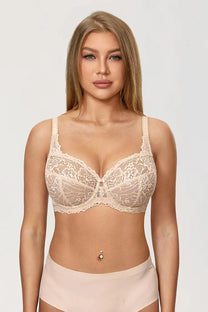 Plus Size Floral Lace Minimizer Bra