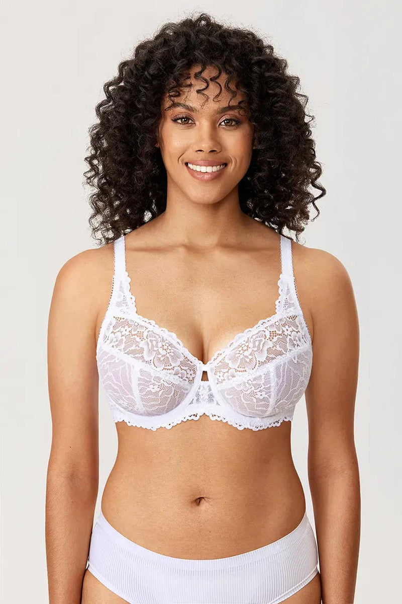 Plus Size Floral Lace Minimizer Bra