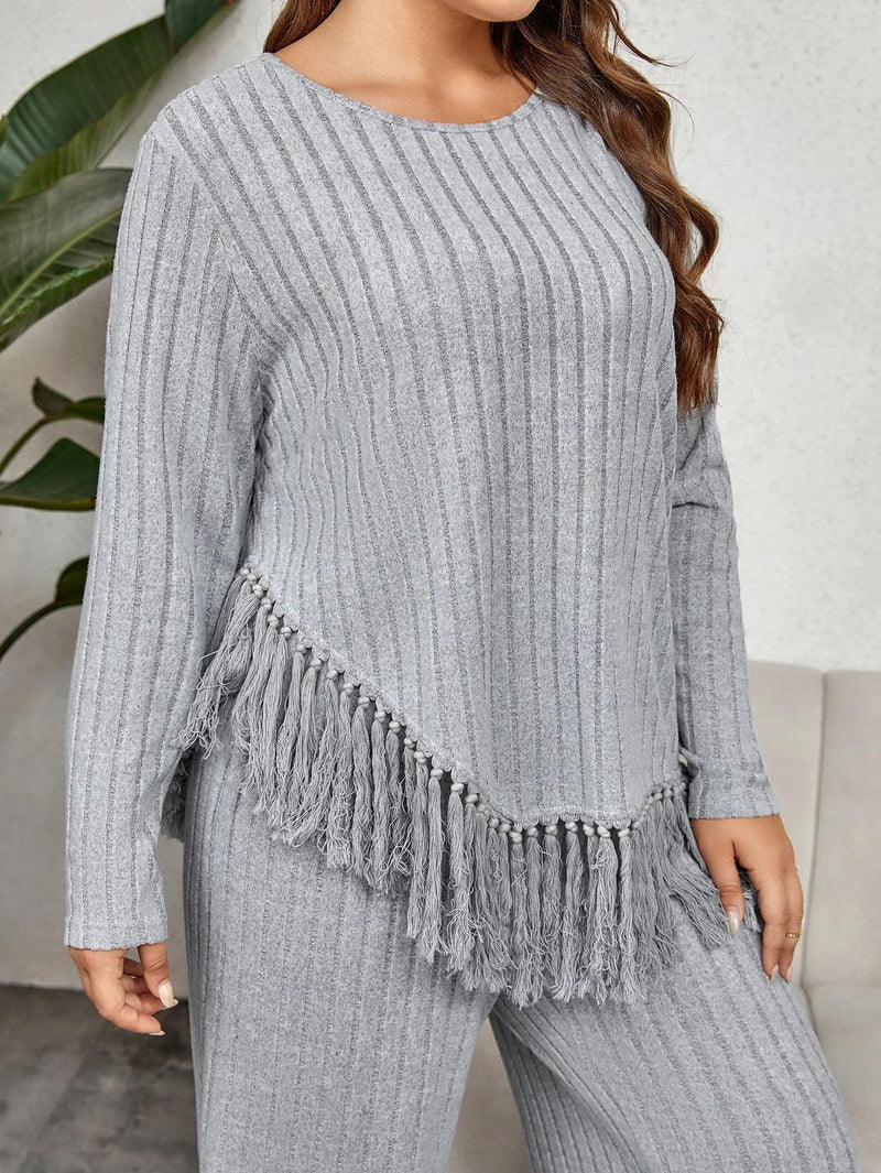 Plus Size Fringe Two-Piece Set