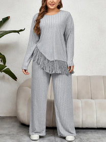 Plus Size Fringe Two-Piece Set