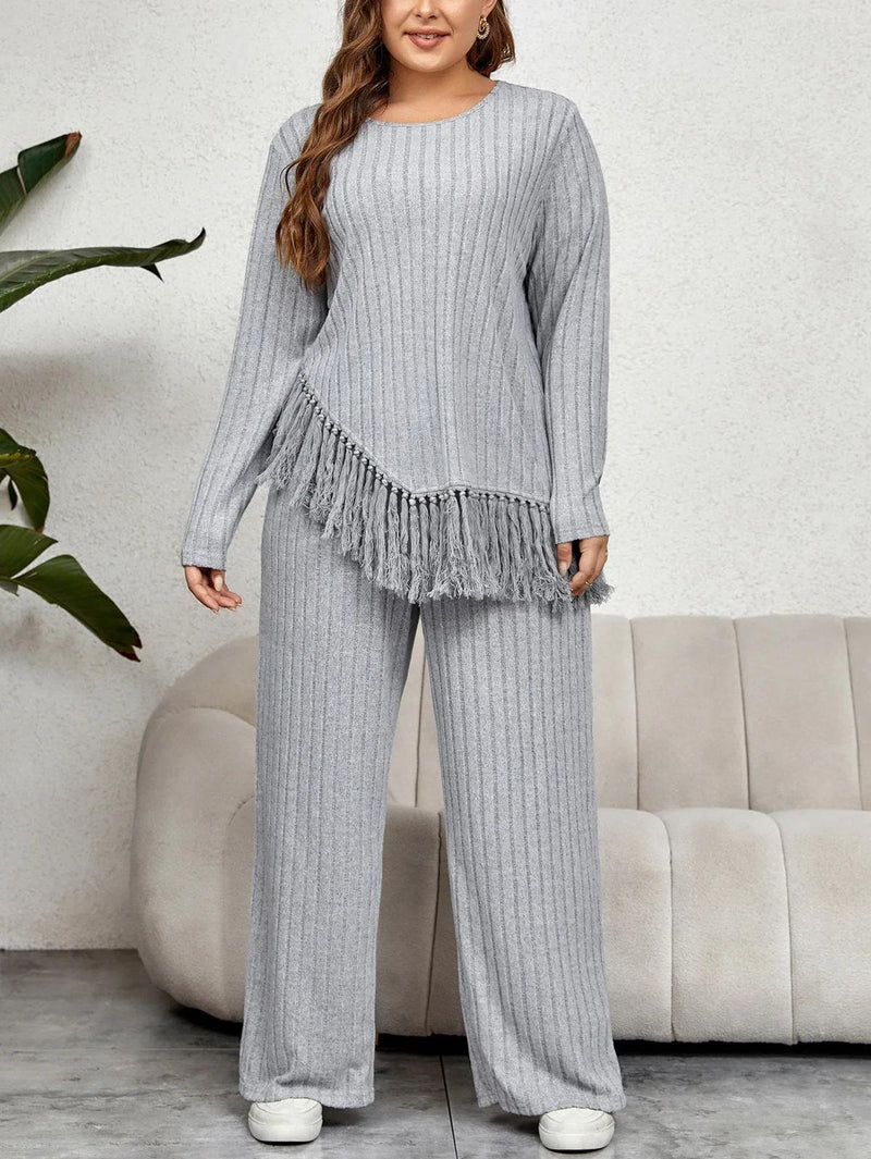 Plus Size Fringe Two-Piece Set