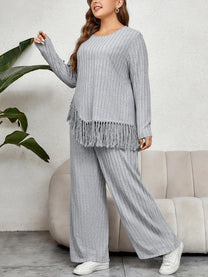 Plus Size Fringe Two-Piece Set