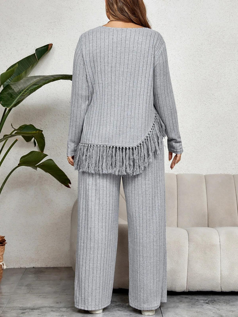 Plus Size Fringe Two-Piece Set