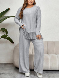 Plus Size Fringe Two-Piece Set