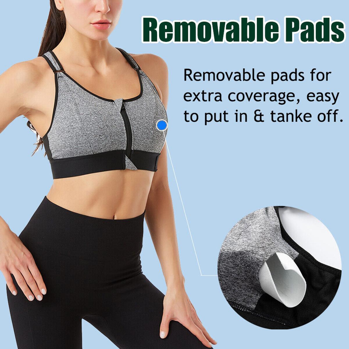Plus Size Front-Zip Sports Bra With Adjustable Straps