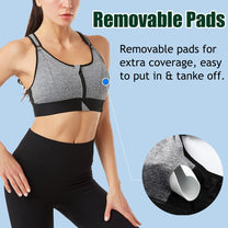 Plus Size Front-Zip Sports Bra With Adjustable Straps
