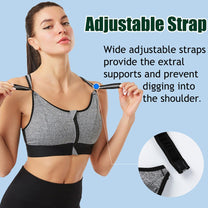 Plus Size Front-Zip Sports Bra With Adjustable Straps