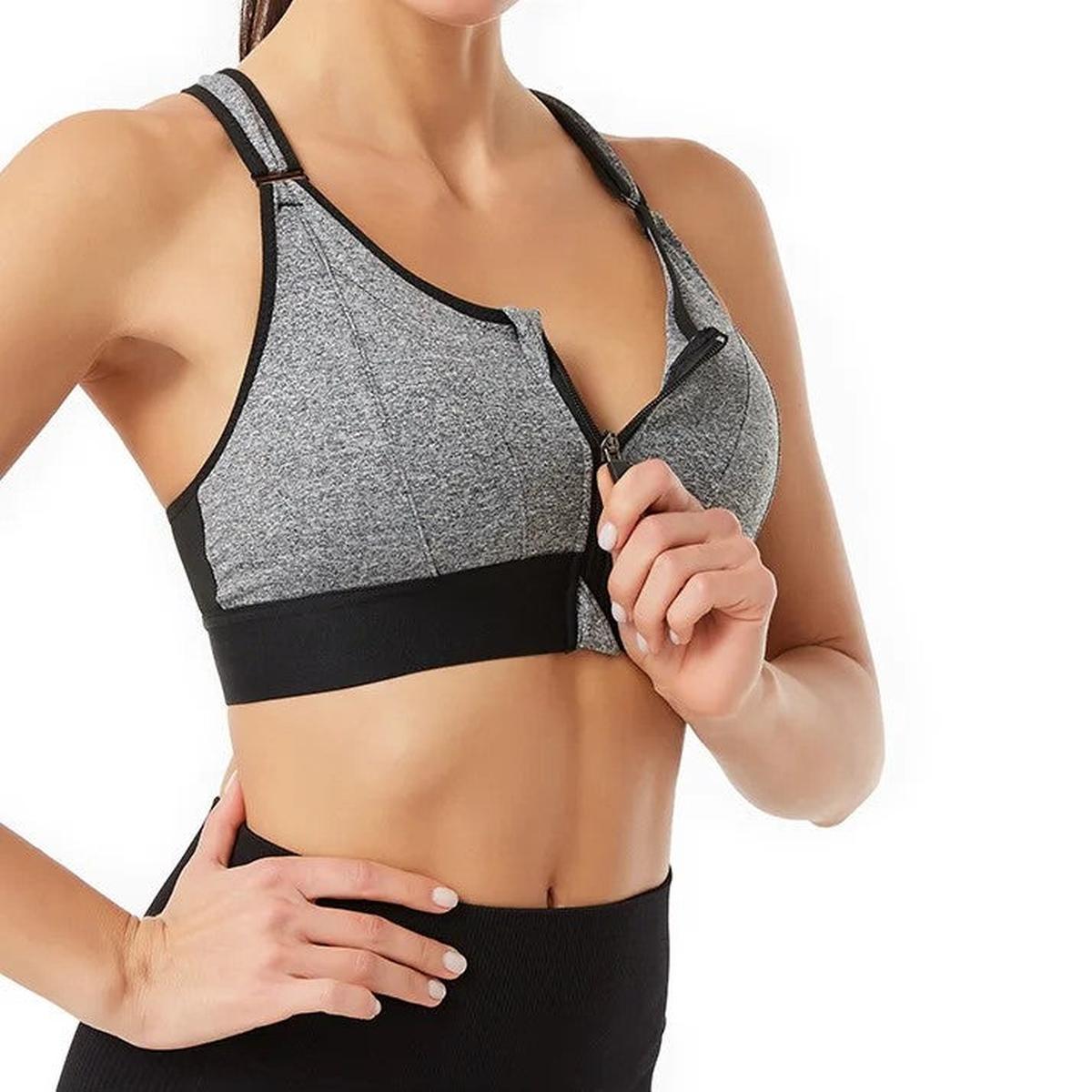 Plus Size Front-Zip Sports Bra With Adjustable Straps