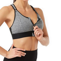 Plus Size Front-Zip Sports Bra With Adjustable Straps