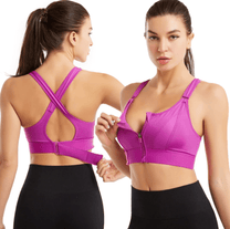 Plus Size Front-Zip Sports Bra With Adjustable Straps