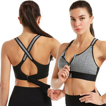 Plus Size Front-Zip Sports Bra With Adjustable Straps