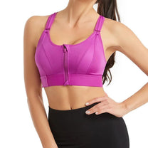 Plus Size Front-Zip Sports Bra With Adjustable Straps