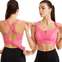 Plus Size Front-Zip Sports Bra With Adjustable Straps