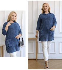 Plus Size Knit Denim Jacket For Curvy Figures