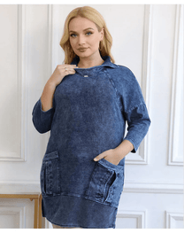 Plus Size Knit Denim Jacket For Curvy Figures