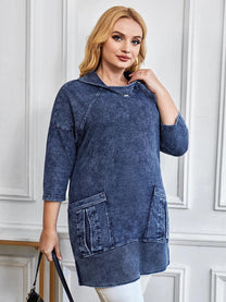Plus Size Knit Denim Jacket For Curvy Figures