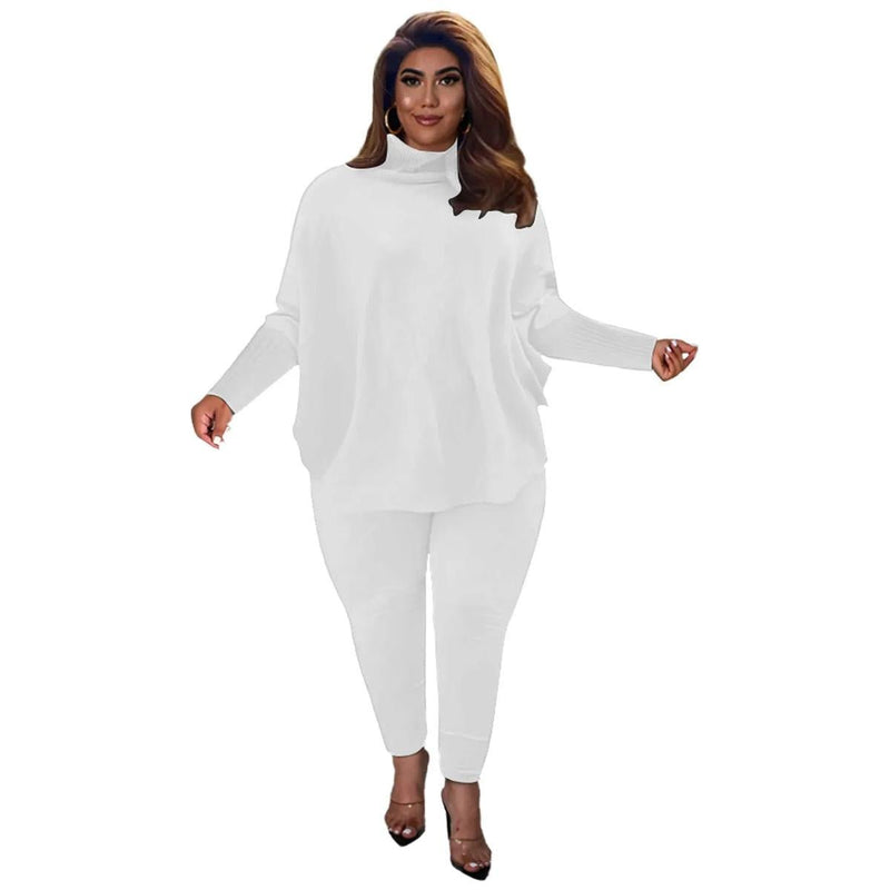 Plus Size Knit Lounge Set With Batwing Sleeves