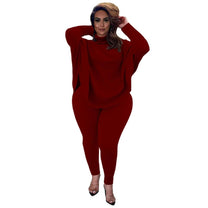 Plus Size Knit Lounge Set With Batwing Sleeves