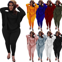 Plus Size Knit Lounge Set With Batwing Sleeves