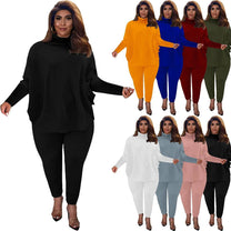 Plus Size Knit Lounge Set With Batwing Sleeves