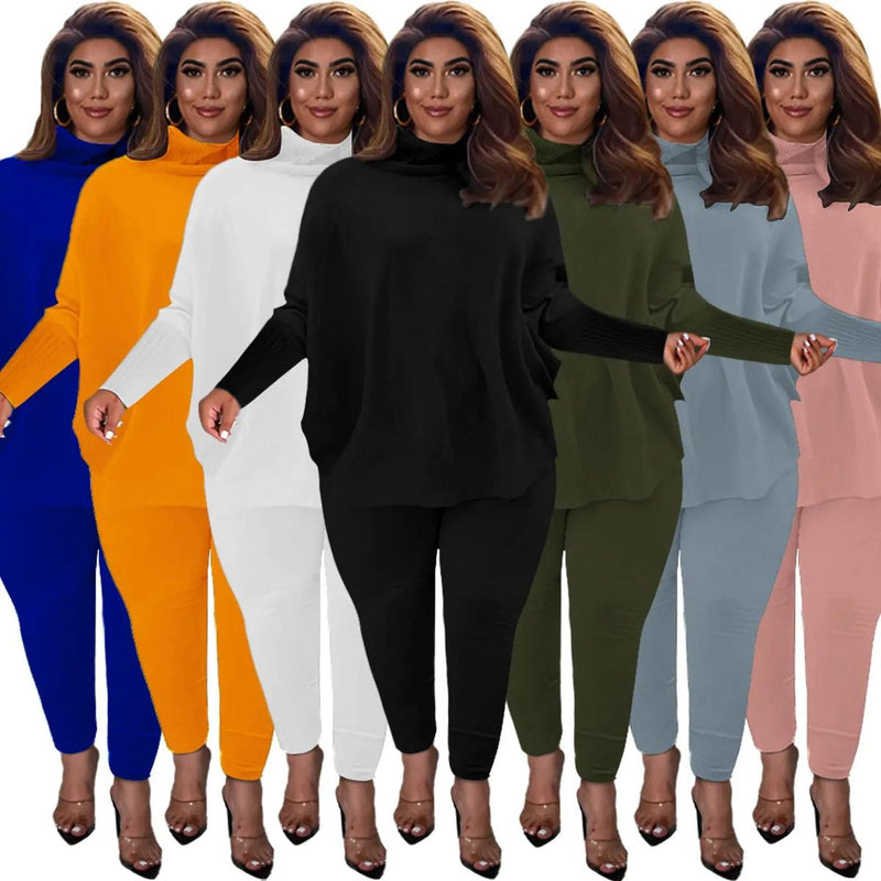 Plus Size Knit Lounge Set With Batwing Sleeves