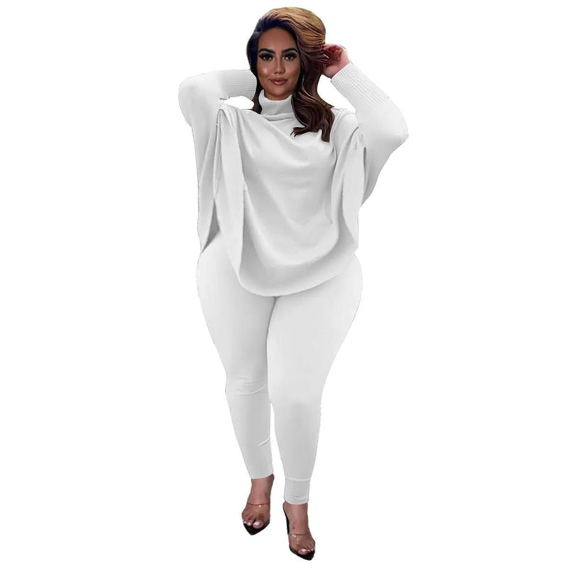 Plus Size Knit Lounge Set With Batwing Sleeves