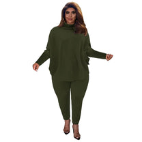 Plus Size Knit Lounge Set With Batwing Sleeves