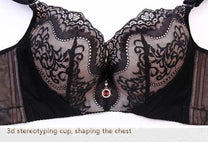 Plus Size Lace Bra With Palm Pattern And Steel Ring Support