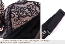 Plus Size Lace Bra With Palm Pattern And Steel Ring Support