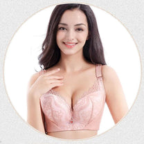 Plus Size Lace Bra With Palm Pattern And Steel Ring Support