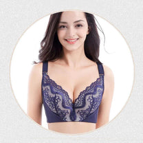 Plus Size Lace Bra With Palm Pattern And Steel Ring Support