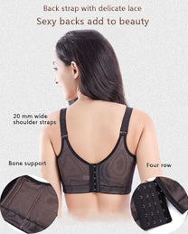 Plus Size Lace Bra With Palm Pattern And Steel Ring Support