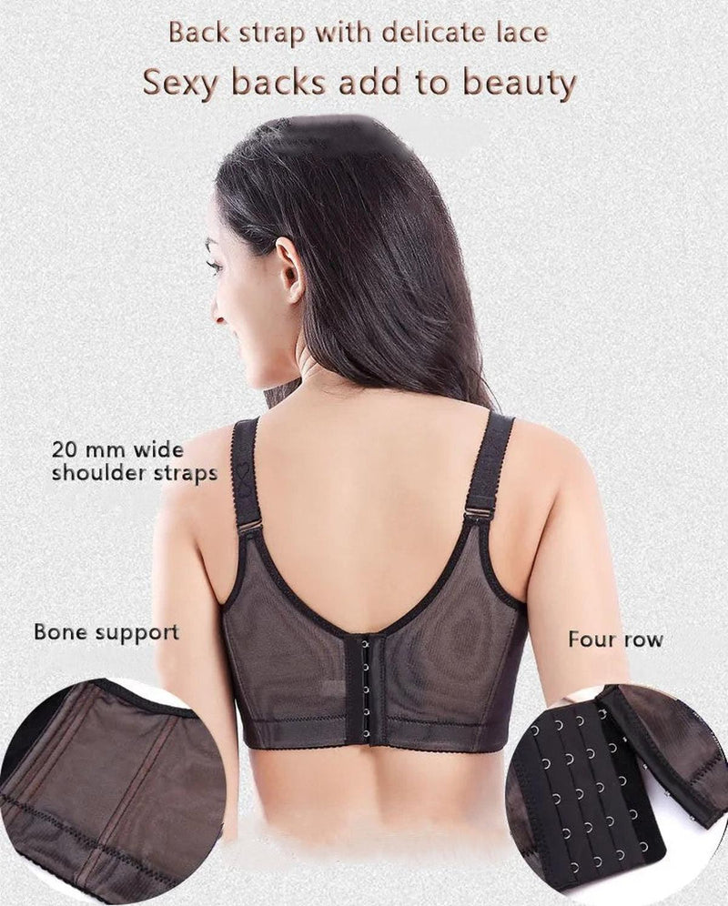 Plus Size Lace Bra With Palm Pattern And Steel Ring Support