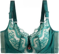 Plus Size Lace Bra With Palm Pattern And Steel Ring Support