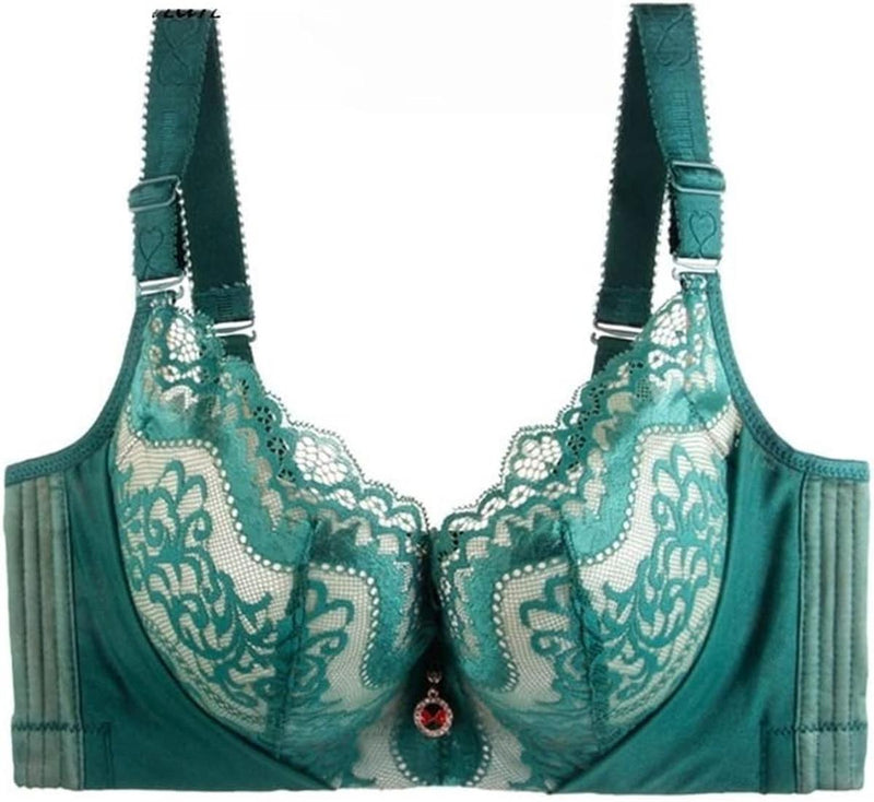 Plus Size Lace Bra With Palm Pattern And Steel Ring Support