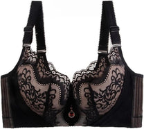 Plus Size Lace Bra With Palm Pattern And Steel Ring Support