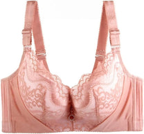 Plus Size Lace Bra With Palm Pattern And Steel Ring Support