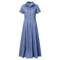 Plus Size Maxi Denim Dress With Pockets