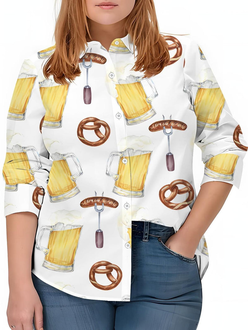 Plus Size Oktoberfest Blouse With All-Over Print